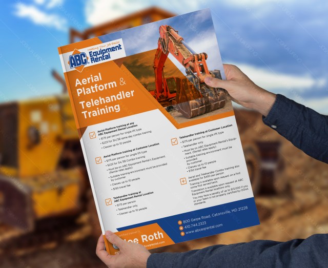 abc rental, graphic design, layout, typography, sell sheet, print